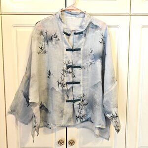 Asian Light Blue/Teal Blouse, Size 2X, New